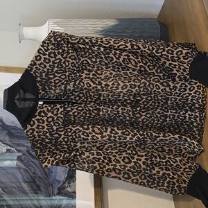 Rachel Roy Leopard Print Sheer Blouse